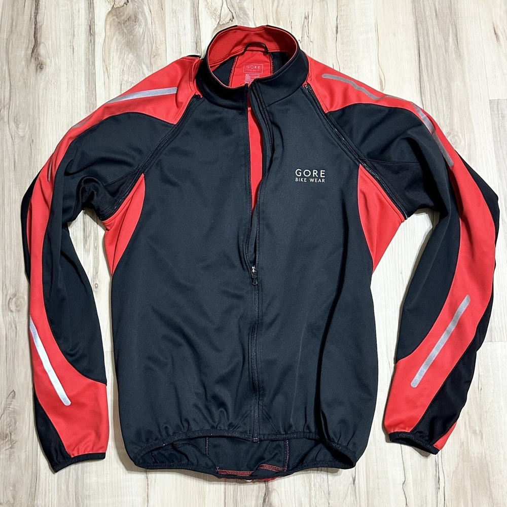 Gore Bike Wear Men's Black Red Windstopper Soft-Shell Convertible Jacket Size L